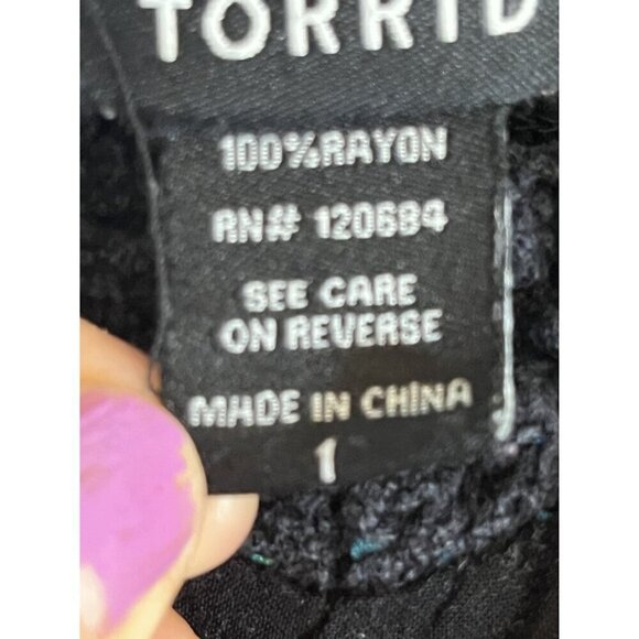 Torrid Top Women 1X Blue Pullover Tank Floral Smock Lace Cami Boho Western Flowy - Picture 2 of 14